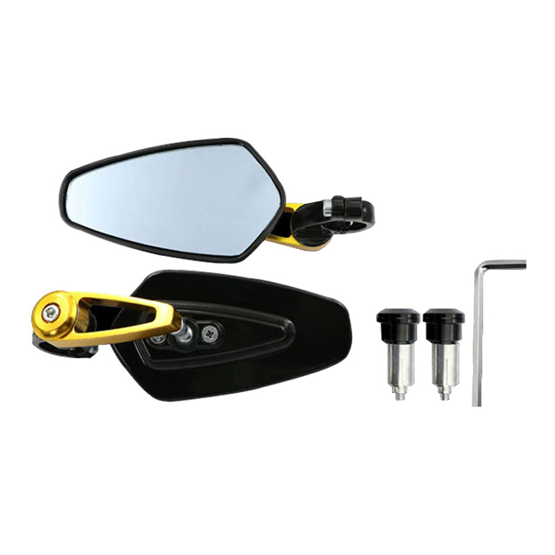 HANDLEBAR END MIRROR OVAL PENTA BLACK-GOLD (PR)