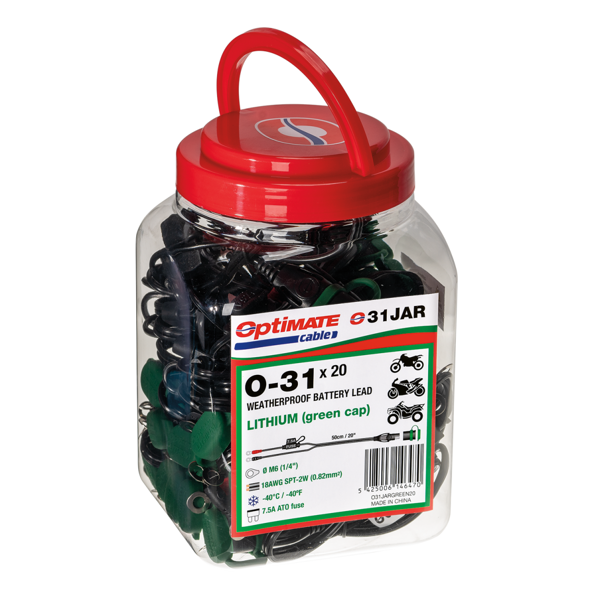 O-31 BATTERY LEAD GREEN CAP JAR QTY 20
