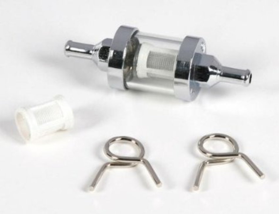 FUEL FILTER 1/4 CHROME GLASS