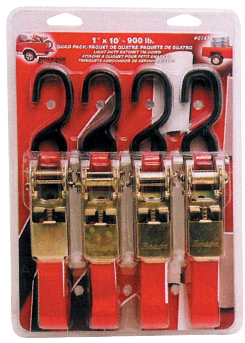 (4) 1"X10' 900 LB RATCHETING TIE DOWN ST
