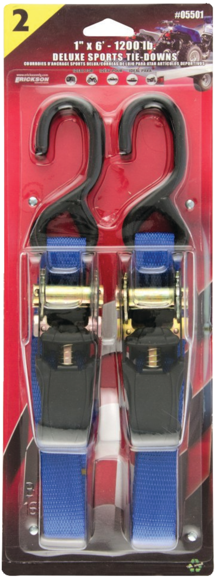 (2) 1"X6' 1200 LB RATCHET STRAP BLUE