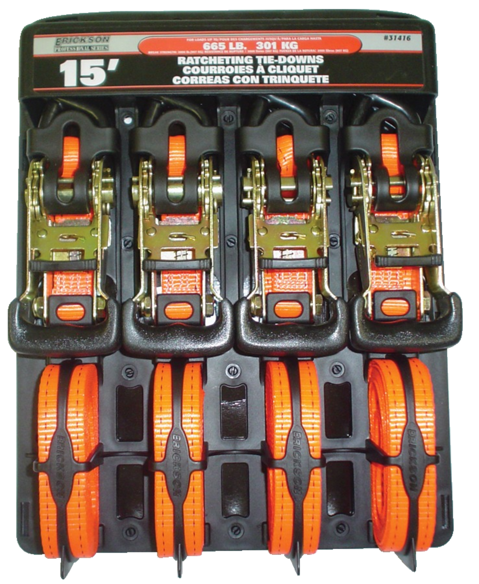 (4) 1"X15' 2000 LB RATCHETING TIE DOWNS