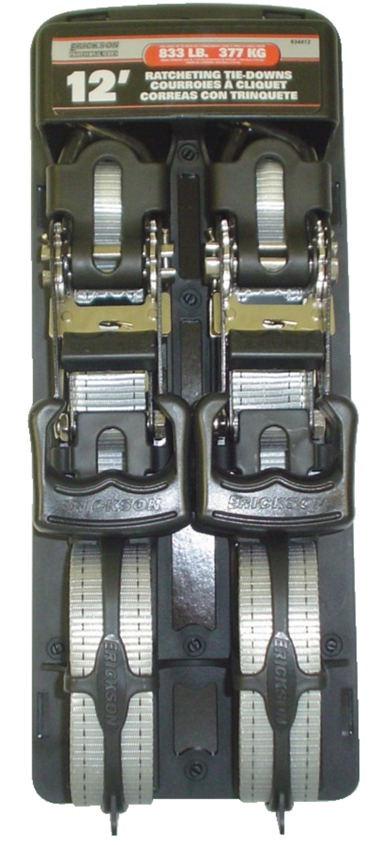 (2) 11/4"X12' 2500 LB RATCHETING TIE DOW