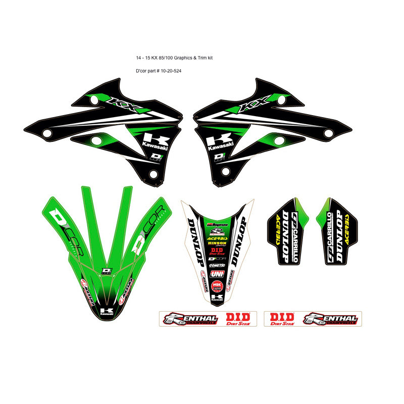 GRAPHIC/TRIM KIT 16 TEAM GREEN KX85 (14-16)