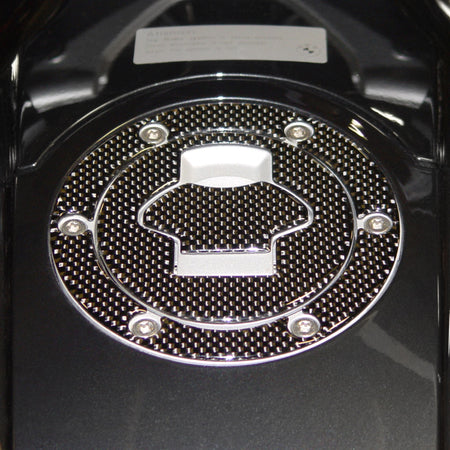 CARBON FIBER FUEL CAP TRIM WITH BOLT PATTERN