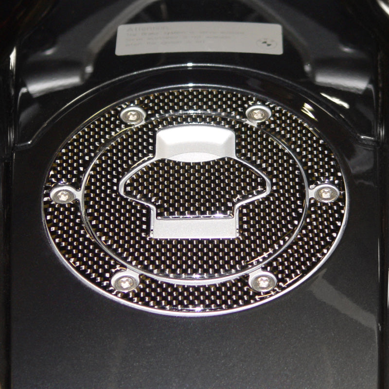 CARBON FIBER FUEL CAP TRIM WITH BOLT PATTERN