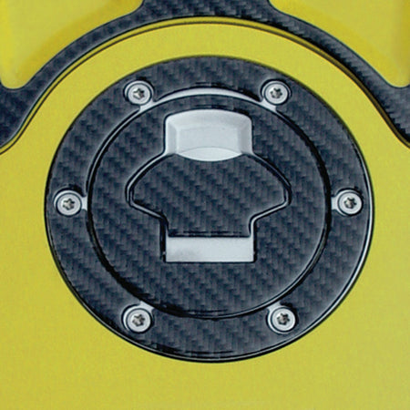 CARBON FIBER FUEL CAP TRIM WITH BOLT PATTERN