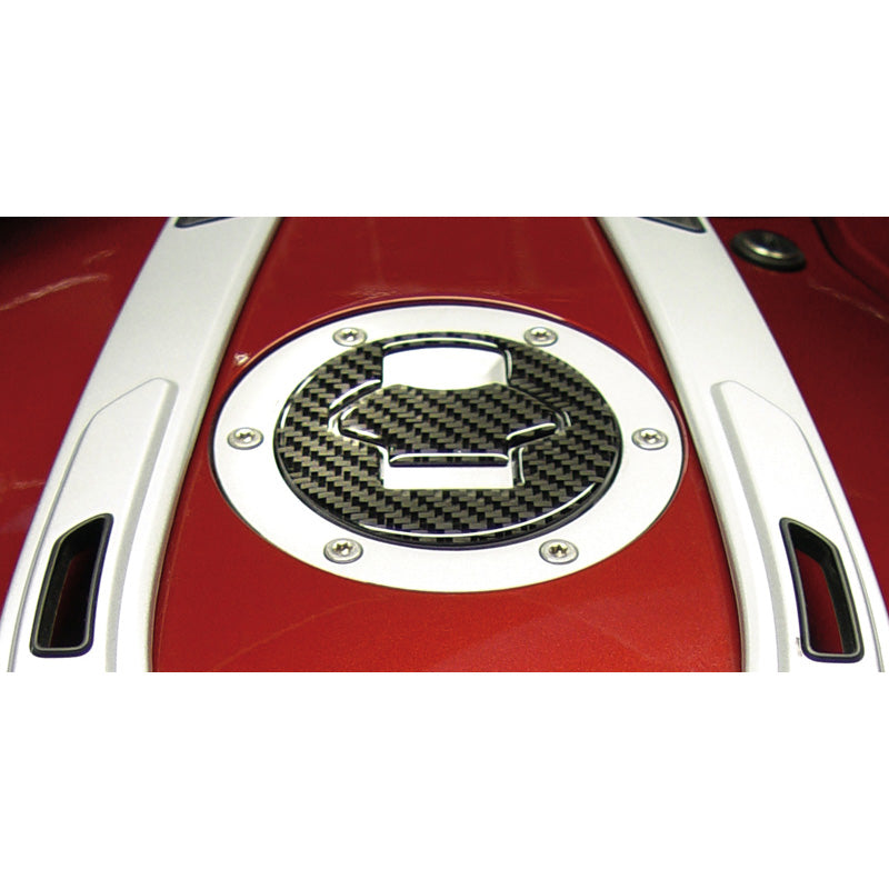 CARBON FIBER FUEL CAP TRIM WITH BOLT PATTERN