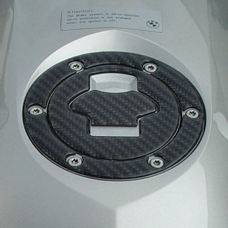 CARBON FIBER FUEL CAP TRIM WITH BOLT PATTERN