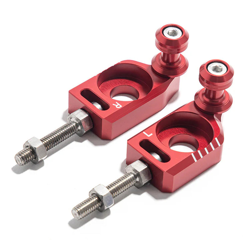 %CHAIN ADJUSTER AXLE BLOCK W SPOOL SUR-RON LBX RED