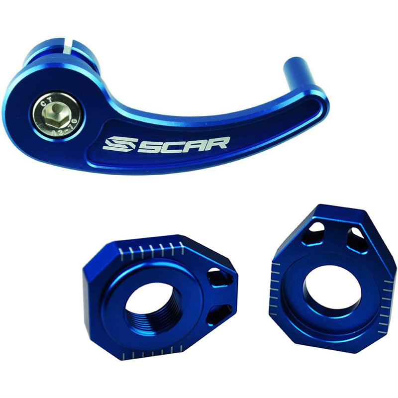 REAR AXLE PULL AND AXLE BLOCKS SHERCO BLUE