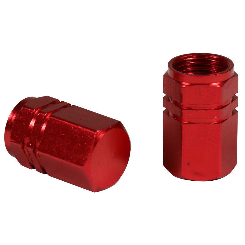VALVE CAP ''HEXA'' RED (2PCS)