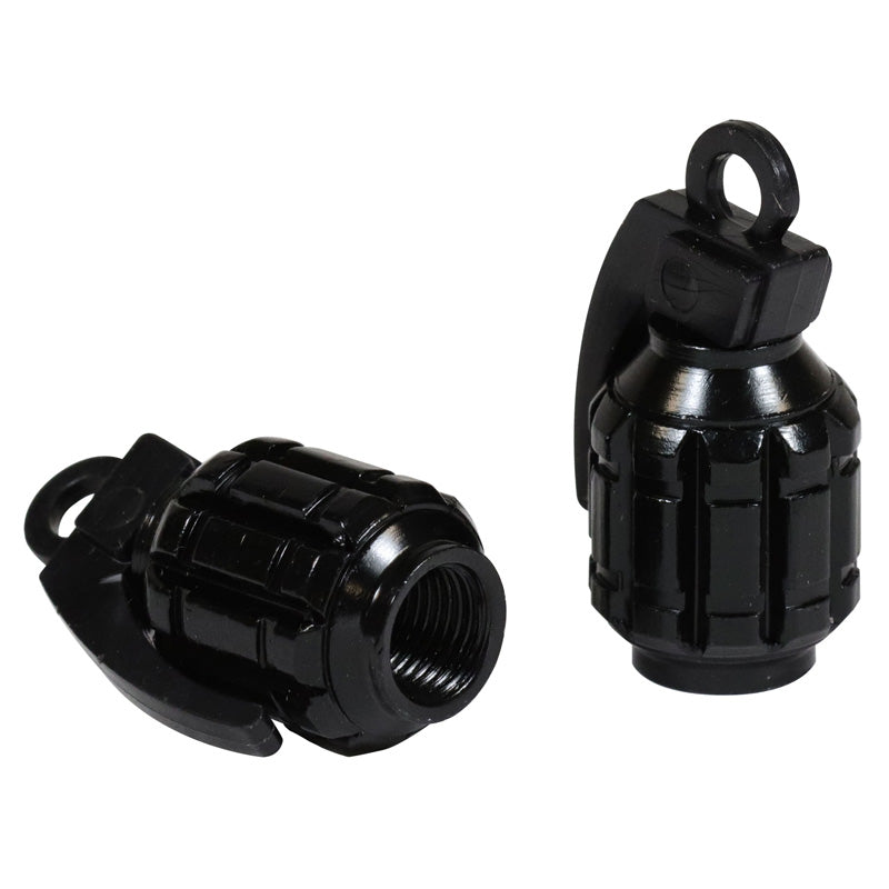 VALVE CAP ''GRENADE'' BLACK (2PCS)