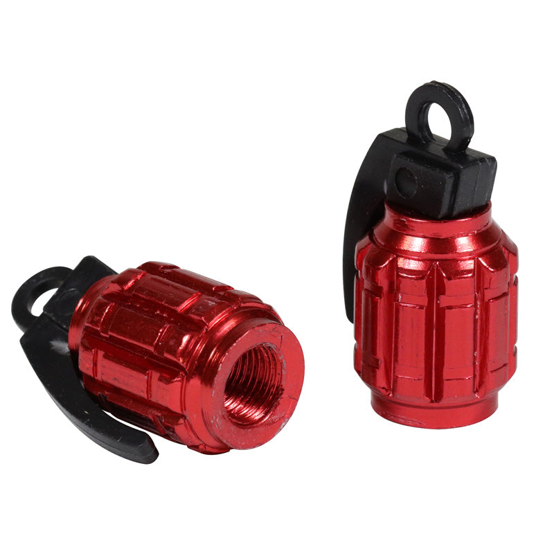 VALVE CAP ''GRENADE'' RED (2PCS)