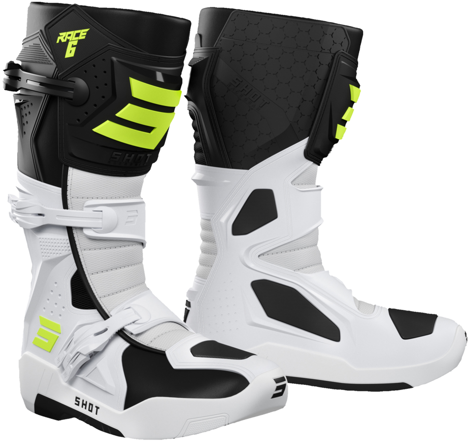 RACE 6 MX BOOT BLK/WHT/NEON YELL 45 (11)