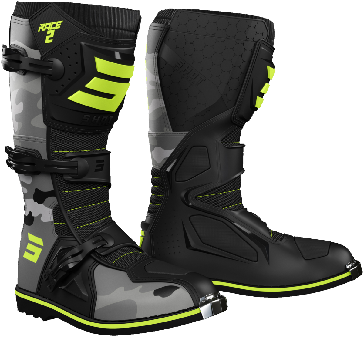 RACE 2 KIDS MX BOOT CAMO YEL 32 (1)