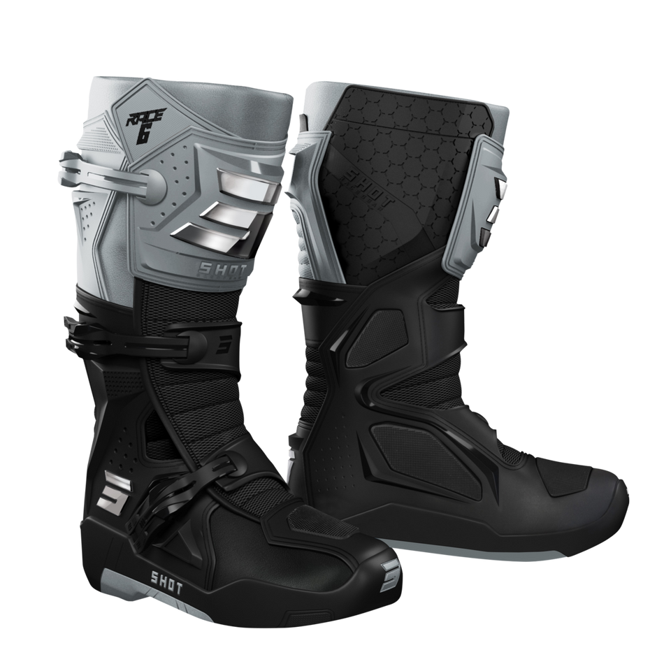 RACE 6 MX BOOT BLK/GREY CHROME 42 (9)