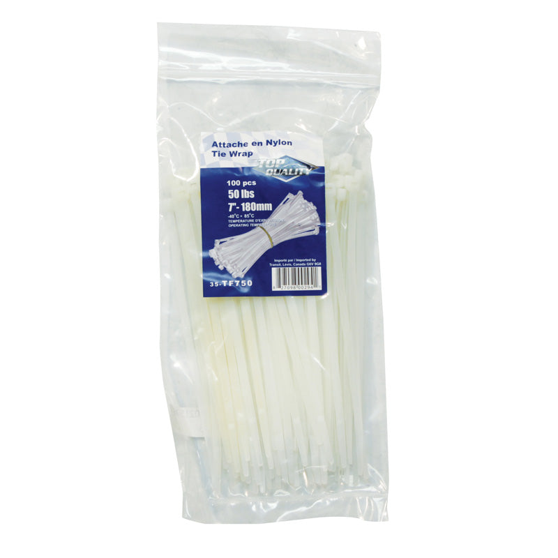 NYLON CABLE TIES WHITE 7' (QTY 100)