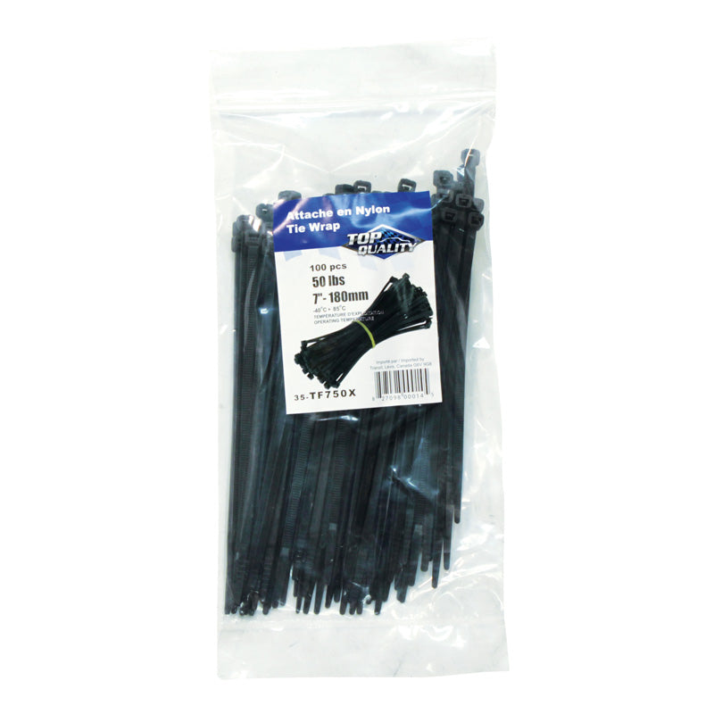 NYLON CABLE TIES BLACK 7' (QTY 100)