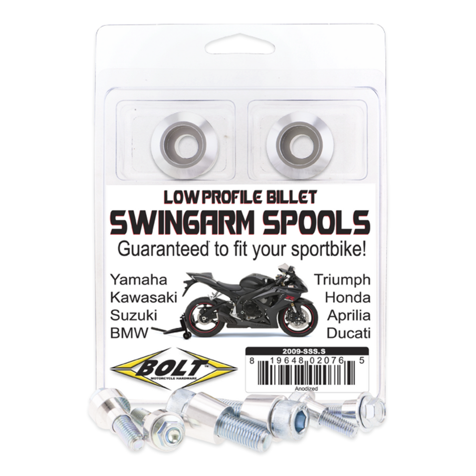 SPORTBIKE SWINGARM SPOOLS-SILVER