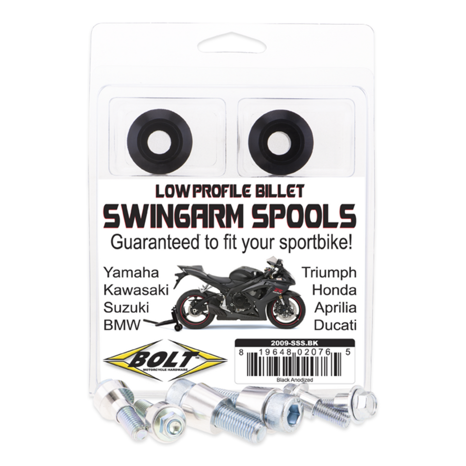 SPORTBIKE SWINGARM SPOOLS-BLACK
