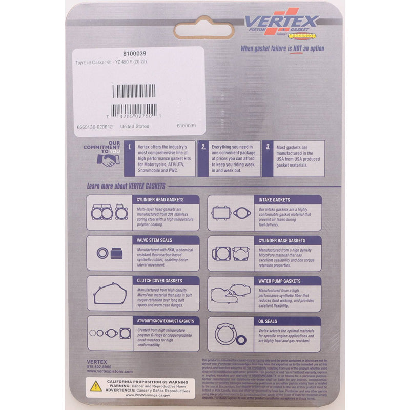 TOP END GASKET KIT YAMAHA YZ450F 20-22