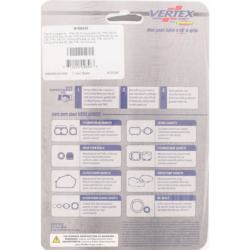 TOP END GASKET KIT YAM KODIAK 700 4WD 2016-2018