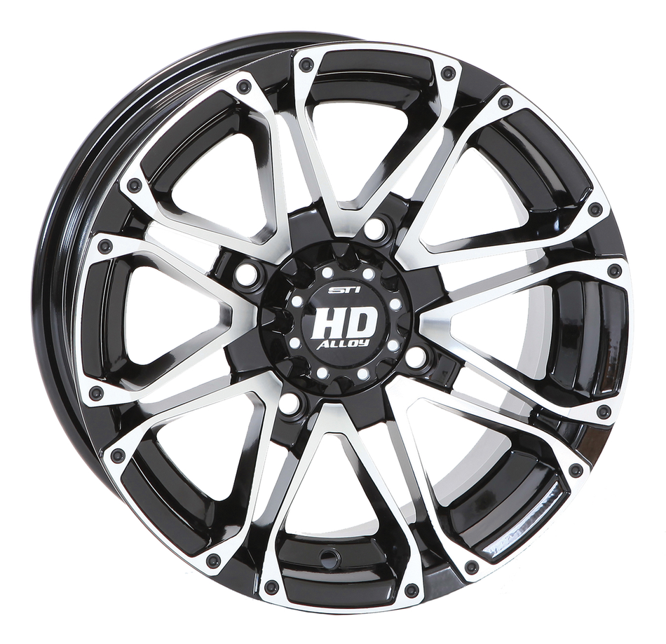 14X7 4/110 5+2 HD3 GLOSS BLK/MACH WHL